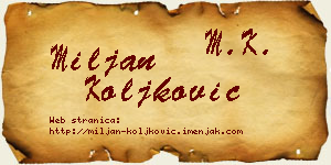 Miljan Koljković vizit kartica